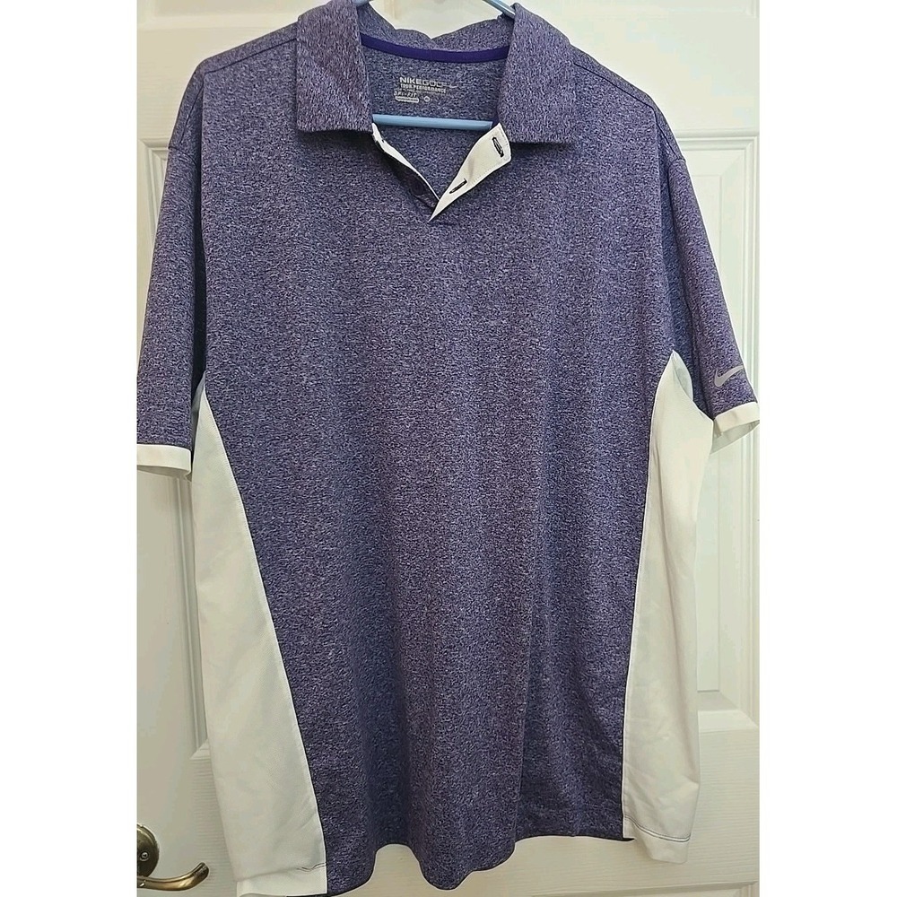 Men's Nike Golf Tour Performance Dri-Fit Polo Shirt Size XL Purple/White
